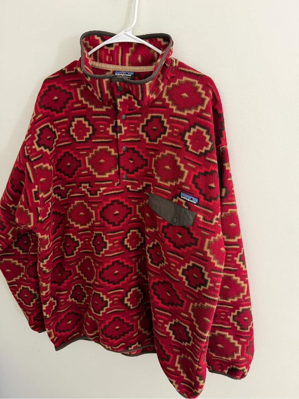 Patagonia Aztec Synchilla Fleece Snap-T Pullover Mens XL Red Black Yanaba Jacket